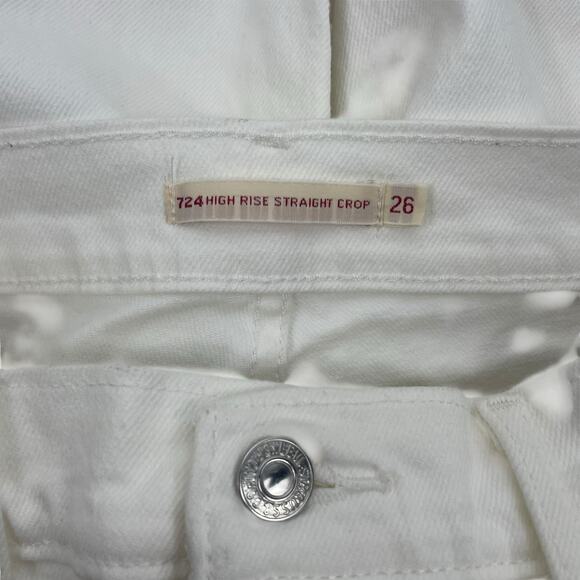 Levi's 724 High Rise Slim Straight Cropped Jeans White Size 26 - Picture 10 of 10